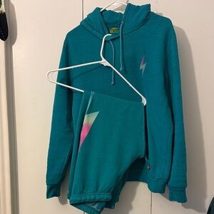 Aviator Nation Teal Hoodie/pants SET